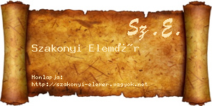 Szakonyi Elemér névjegykártya